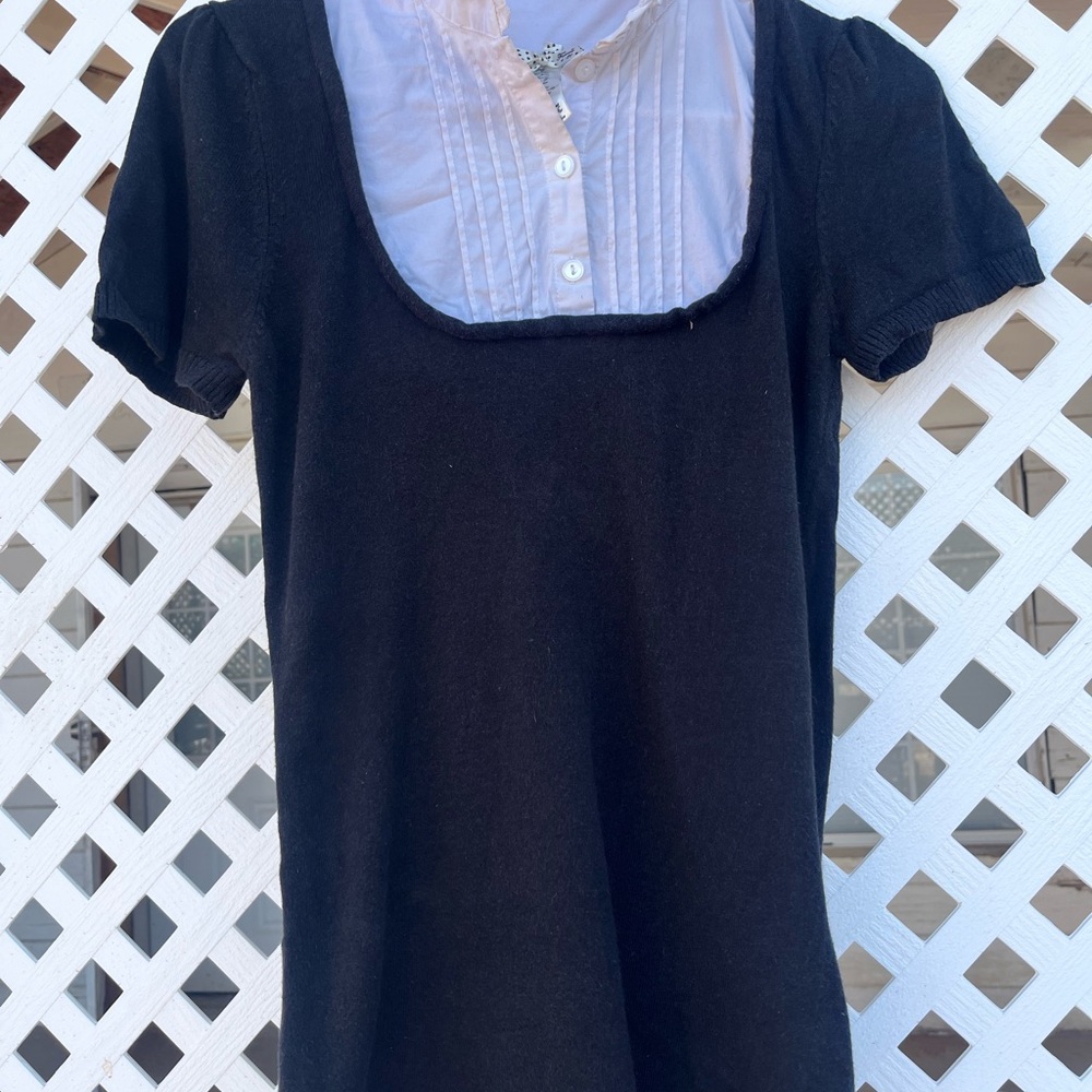 Vintage Forever 21 White and Black Polka Dot Bow Detail